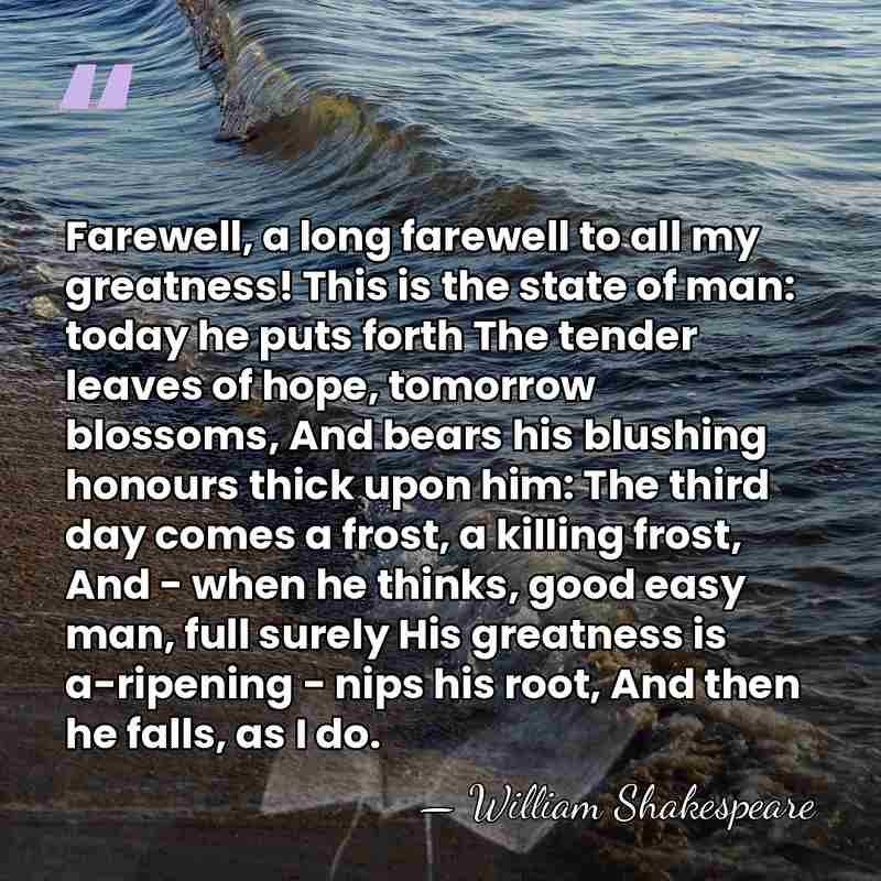 Farewell, a long farewell to all my greatness! This is the state&hellip; - William Shakespeare