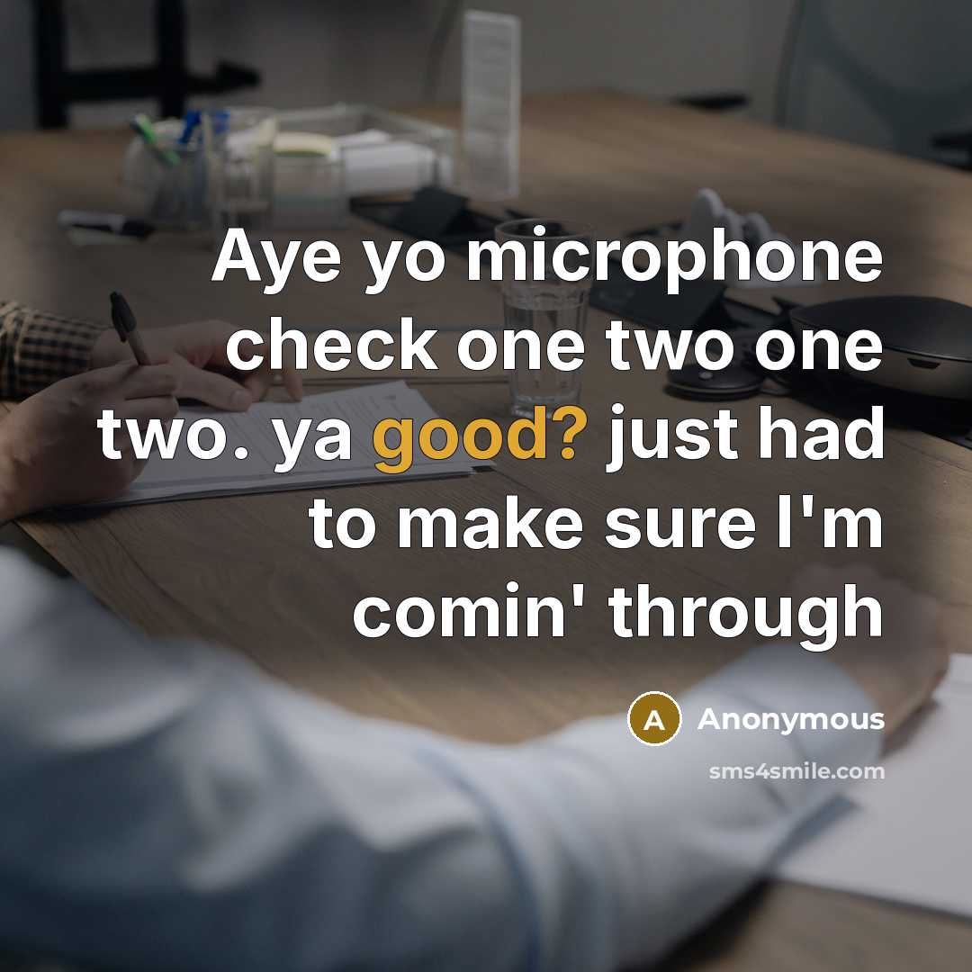 “Aye yo microphone check one two one two. ya good? just had to make sure I'm comin' through” quote by Anonymous