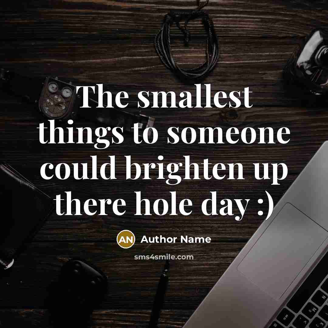 “The smallest things to someone could brighten up there hole…” quote by Author Name