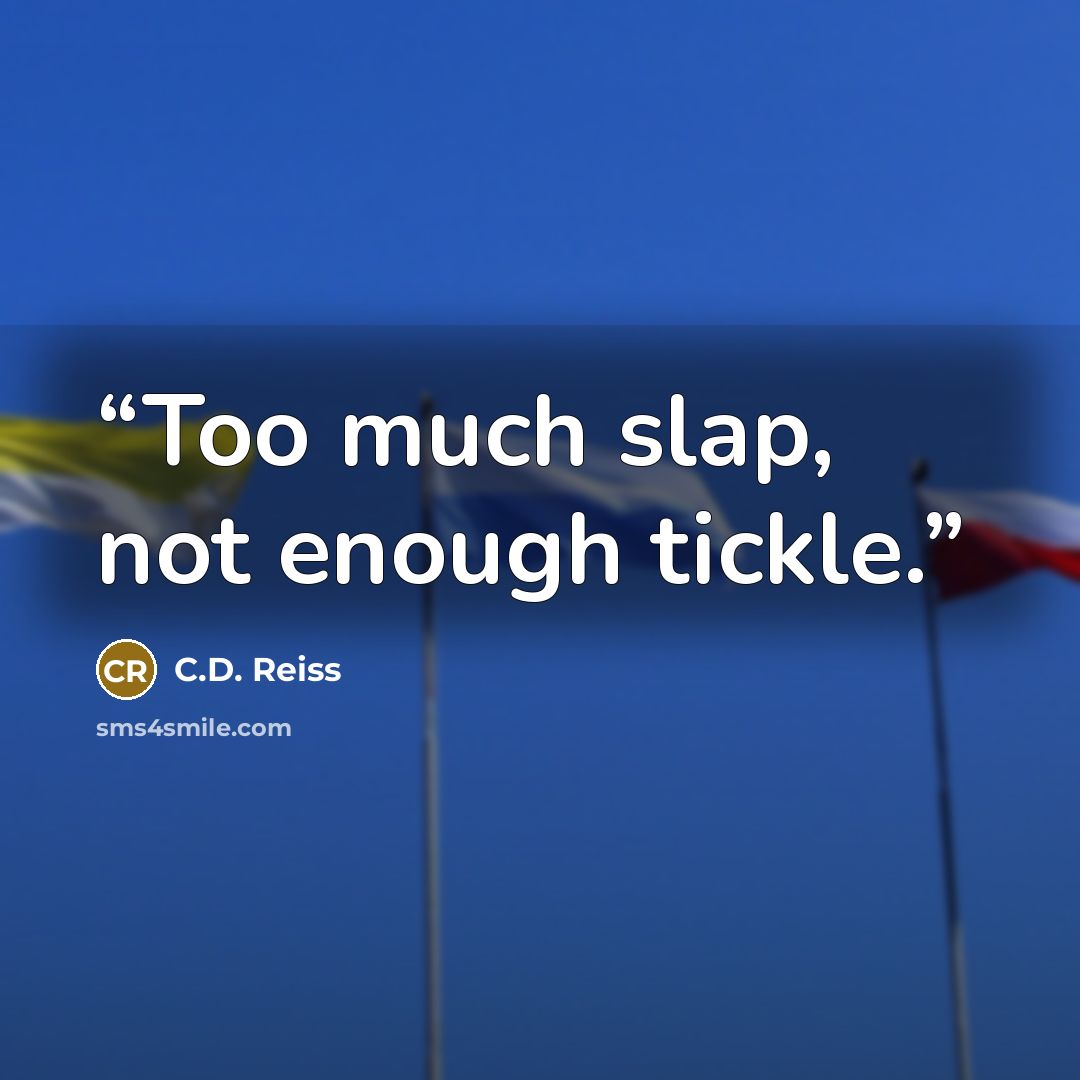 “Too much slap, not enough tickle.” quote by C.D. Reiss