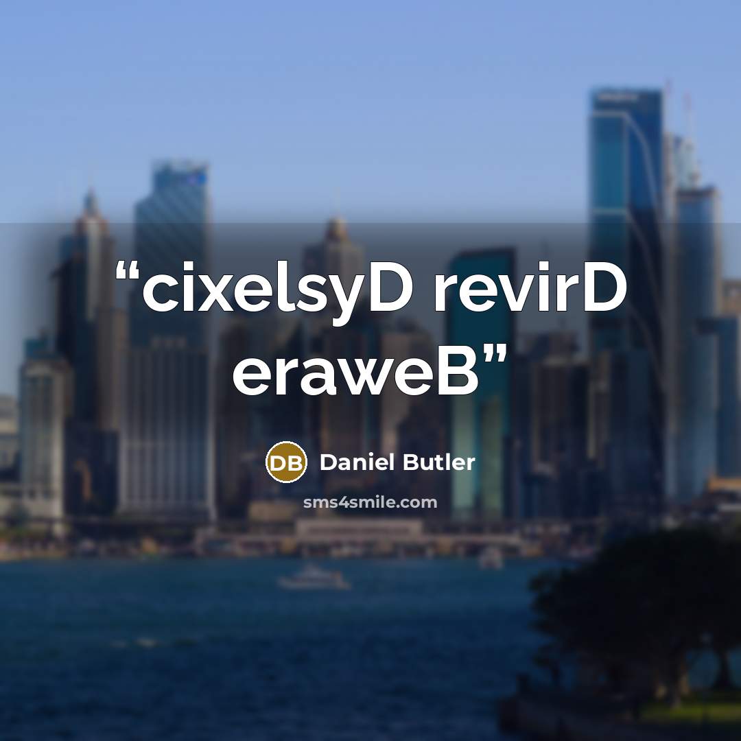 “cixelsyD revirD eraweB” quote by Daniel Butler