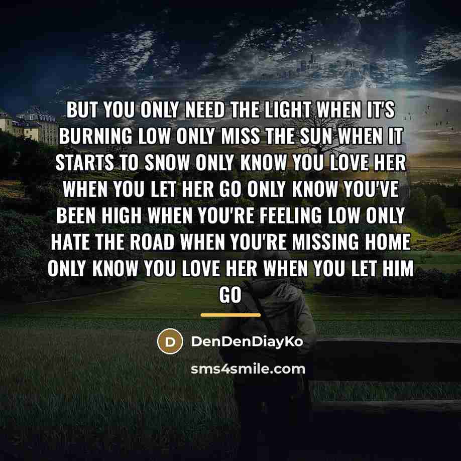 “But you only need the light when it's burning low…” quote by DenDenDiayKo