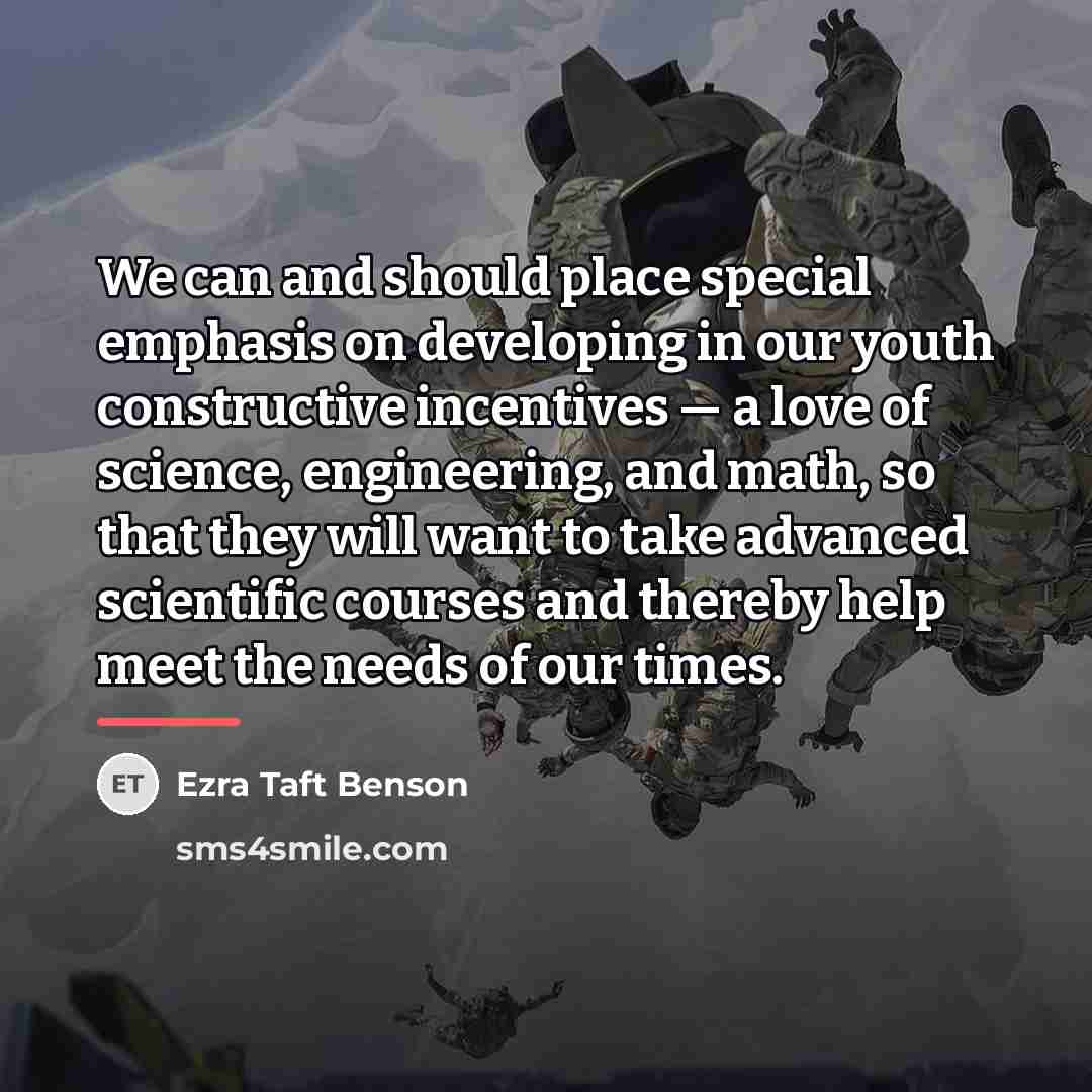 “We can and should place special emphasis on developing in…” quote by Ezra Taft Benson