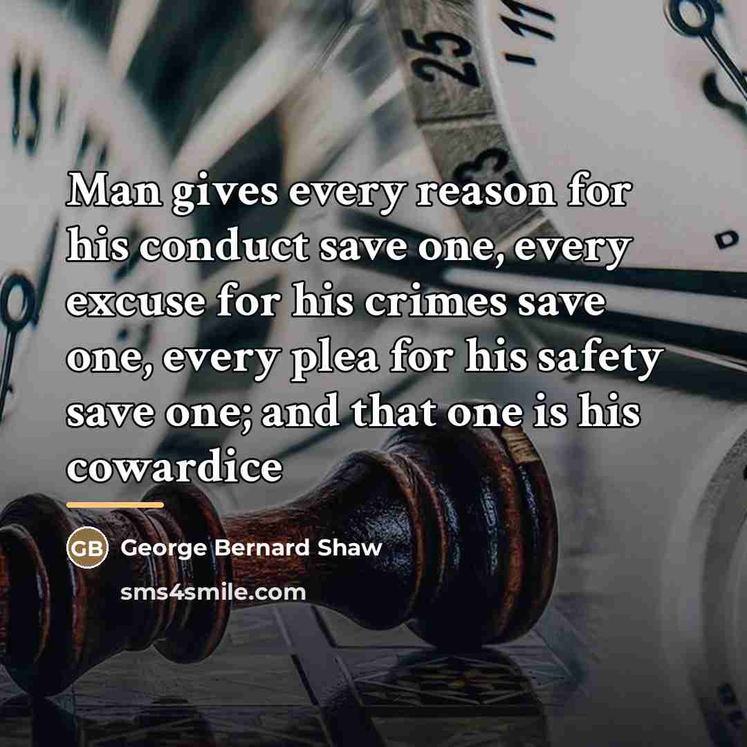 “Man gives every reason for his conduct save one, every…” quote by George Bernard Shaw