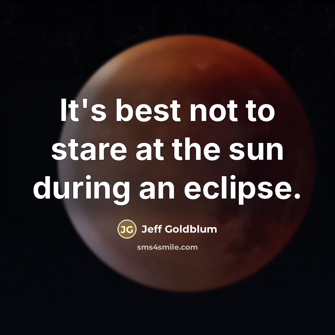 “It's best not to stare at the sun during an…” quote by Jeff Goldblum