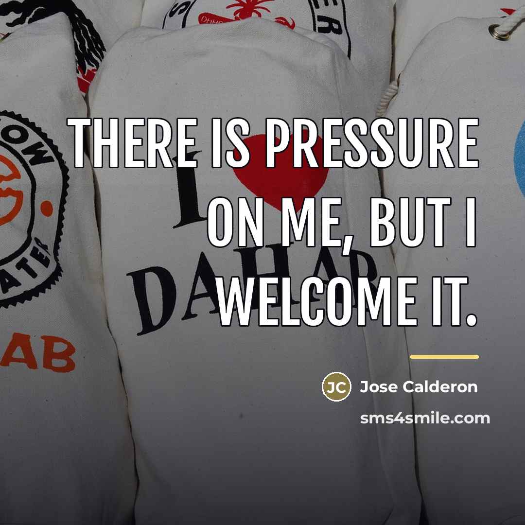 “There is pressure on me, but I welcome it.…” quote by Jose Calderon