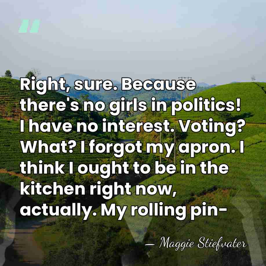 Right, sure. Because there's no girls in politics! I have no interest.&hellip; - Maggie Stiefvater