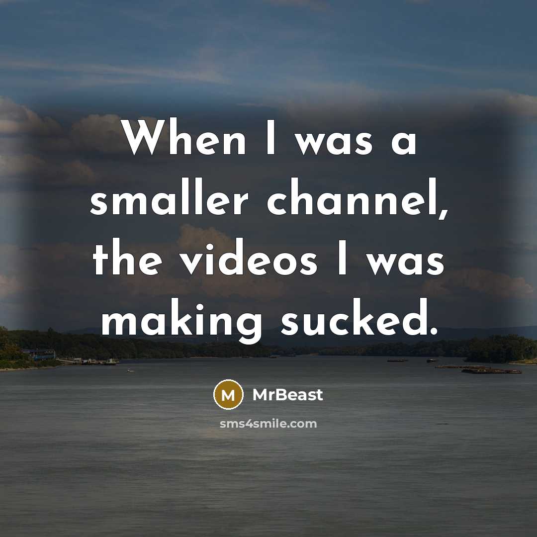 “When I was a smaller channel, the videos I was…” quote by MrBeast