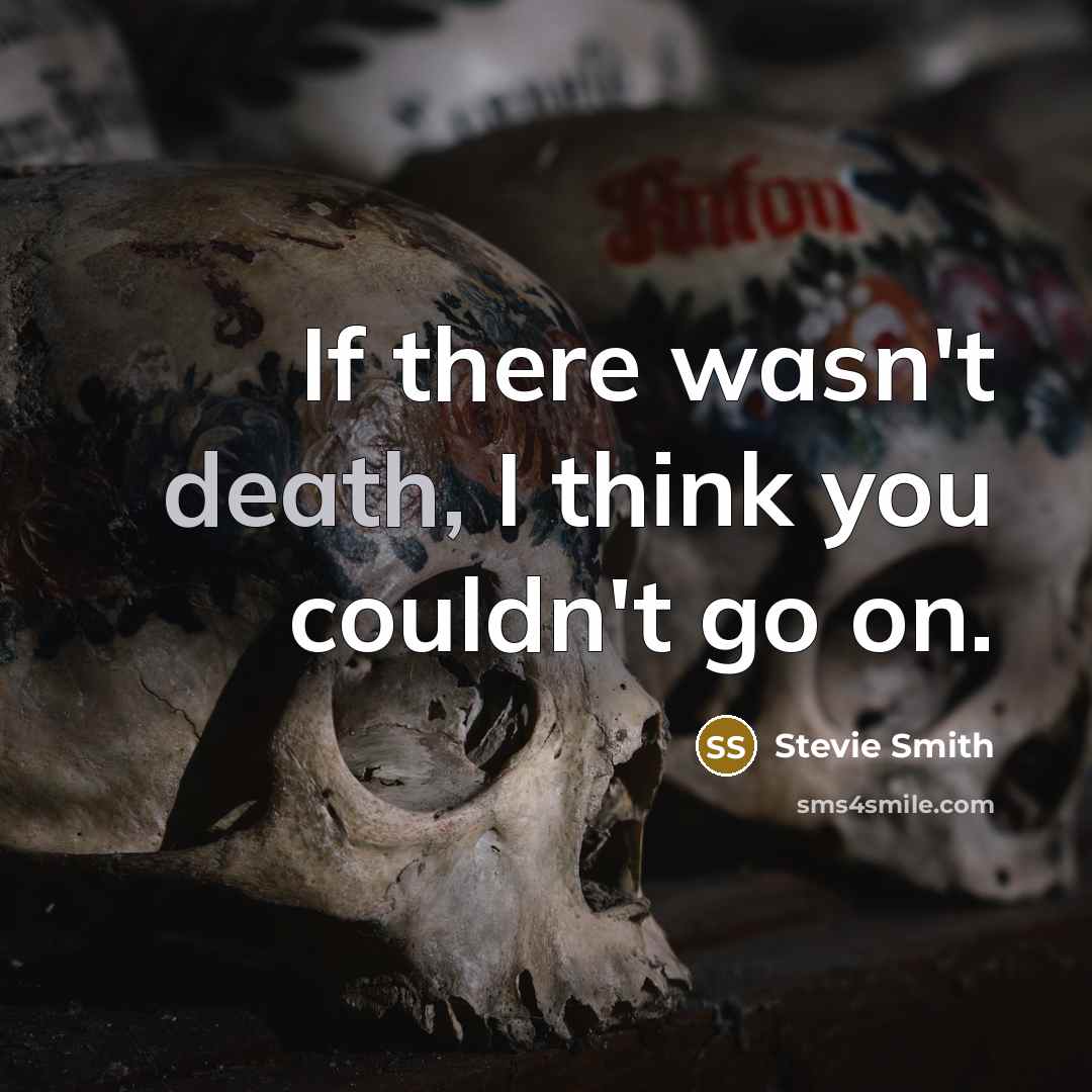 “If there wasn't death, I think you couldn't go on.…” quote by Stevie Smith