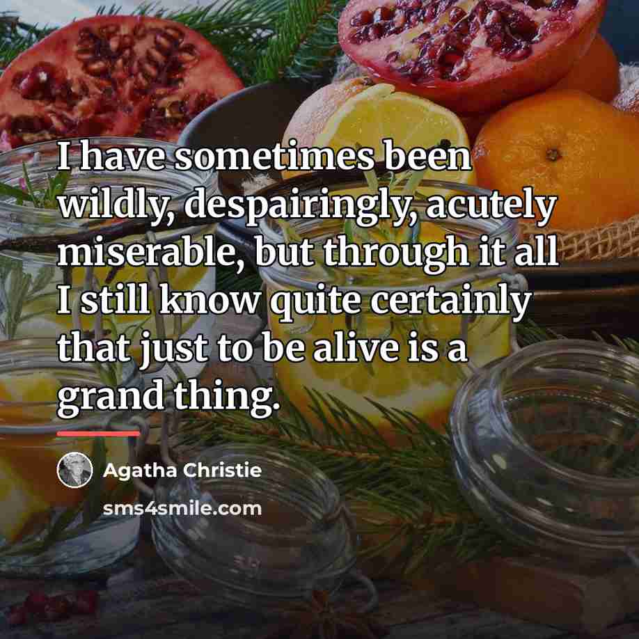 “I have sometimes been wildly, despairingly, acutely miserable, but through…” quote by Agatha Christie