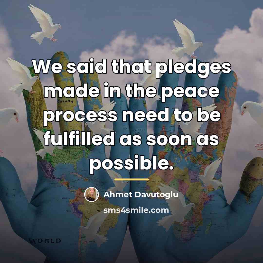 “We said that pledges made in the peace process need…” quote by Ahmet Davutoglu