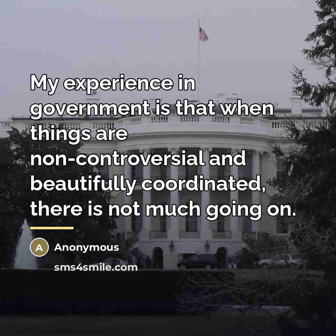 “My experience in government is that when things are non-controversial…” quote by Anonymous