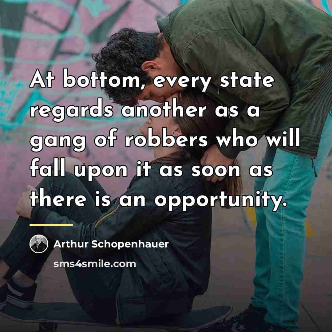 “At bottom, every state regards another as a gang of…” quote by Arthur Schopenhauer