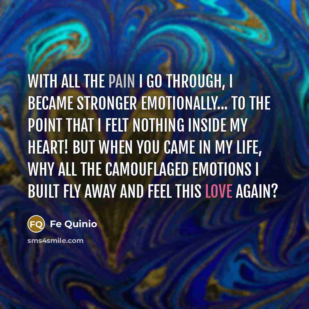 “With all the pain I go through, I became stronger…” quote by Fe Quinio