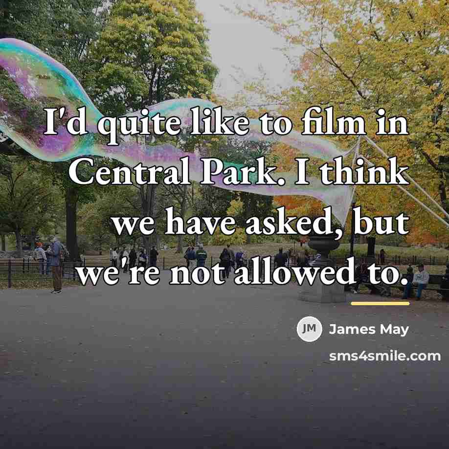 “I'd quite like to film in Central Park. I think…” quote by James May