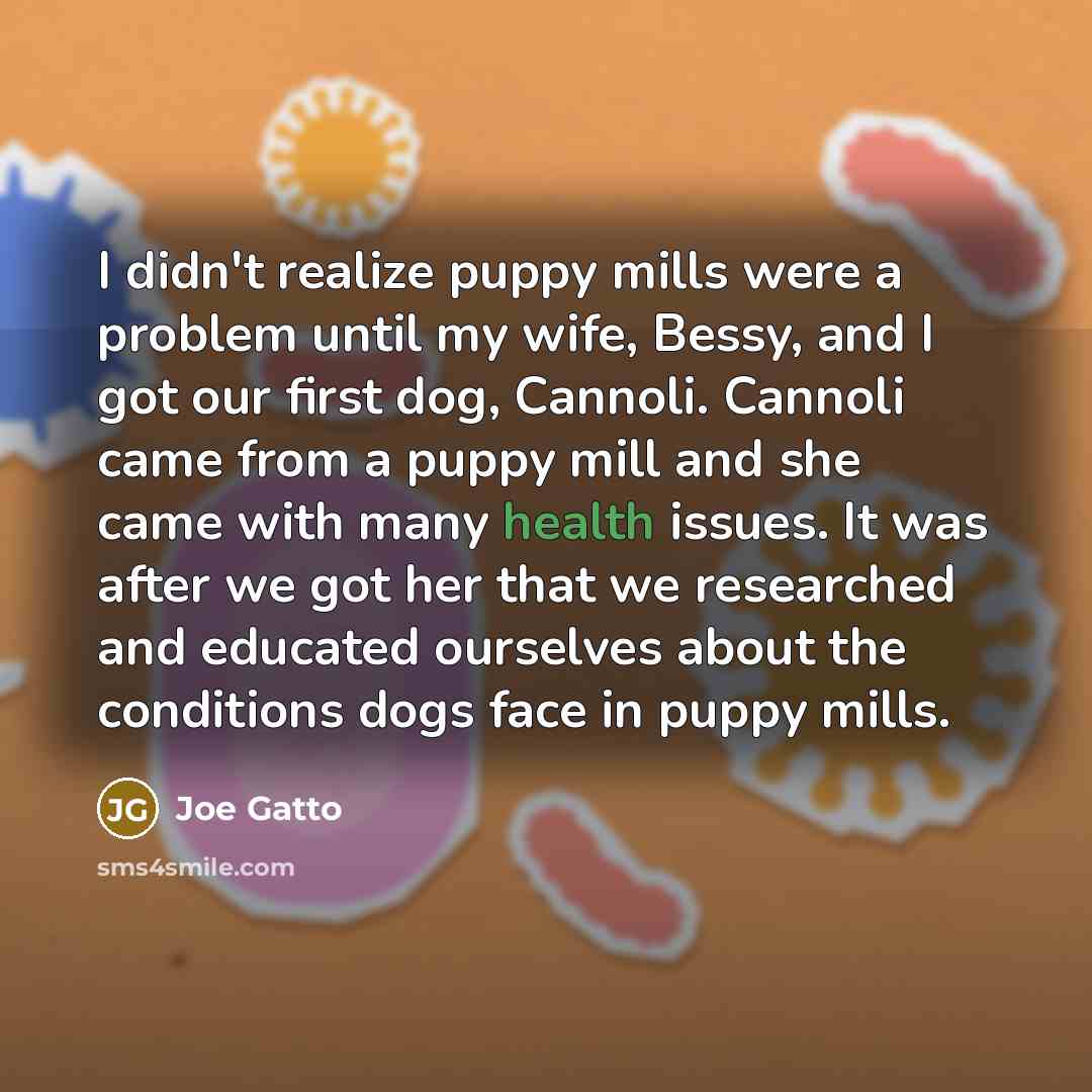 “I didn't realize puppy mills were a problem until my…” quote by Joe Gatto
