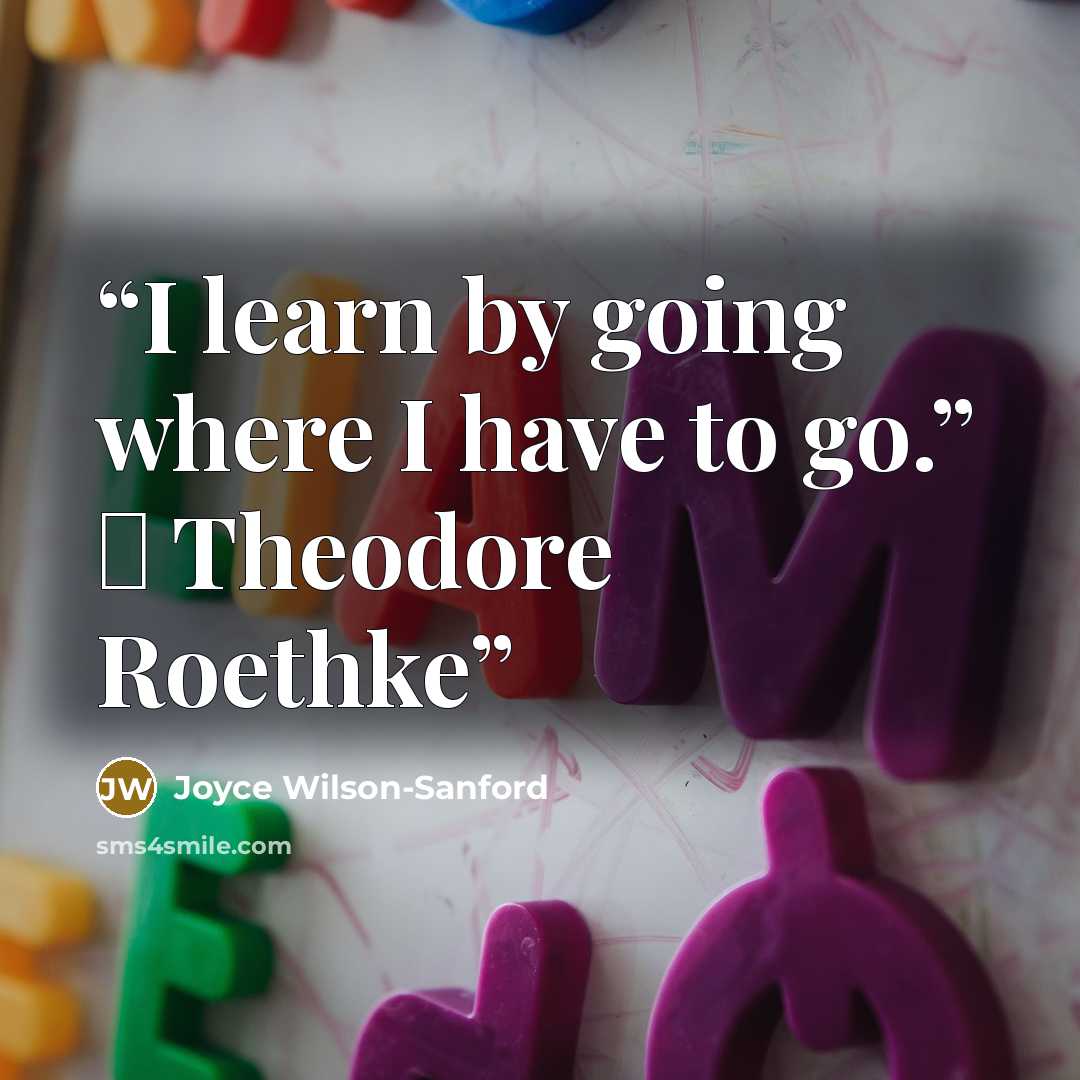 “I learn by going where I have to go.” ― Theodore Roethke” quote by Joyce Wilson-Sanford