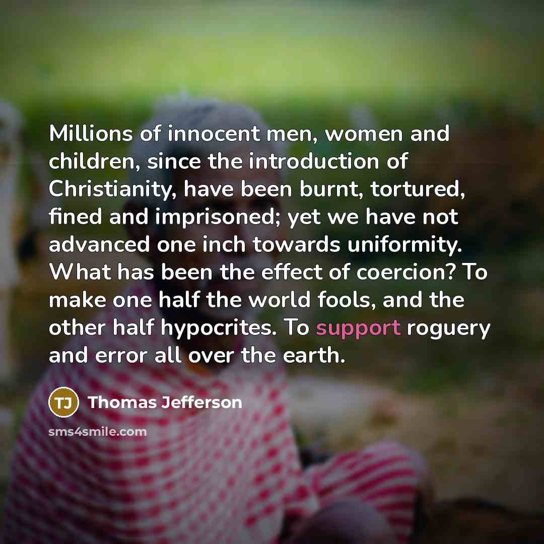 “Millions of innocent men, women and children, since the introduction…” quote by Thomas Jefferson