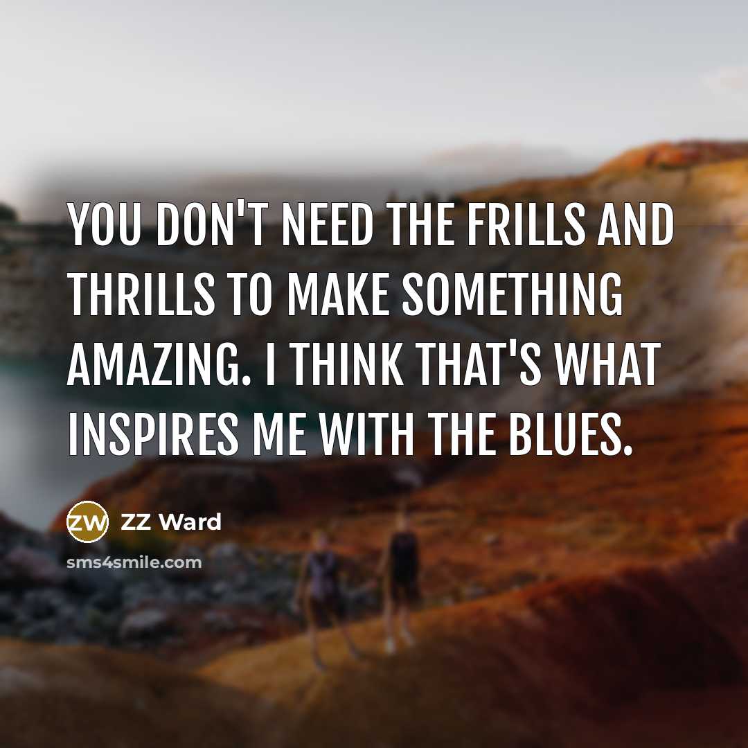 “You don't need the frills and thrills to make something…” quote by ZZ Ward