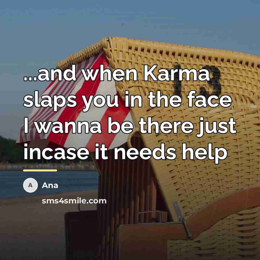 “...and when Karma slaps you in the face I wanna…” quote by Ana