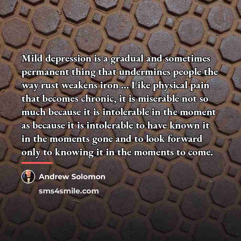 “Mild depression is a gradual and sometimes permanent thing that…” quote by Andrew Solomon