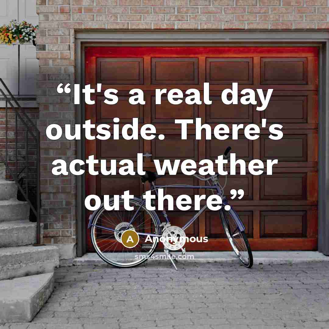 “It's a real day outside. There's actual weather out there.” quote by Anonymous