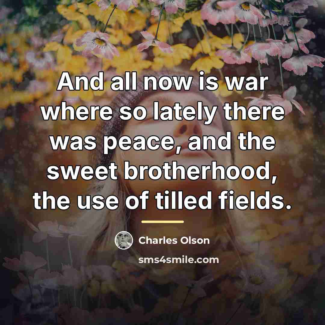 “And all now is war where so lately there was…” quote by Charles Olson