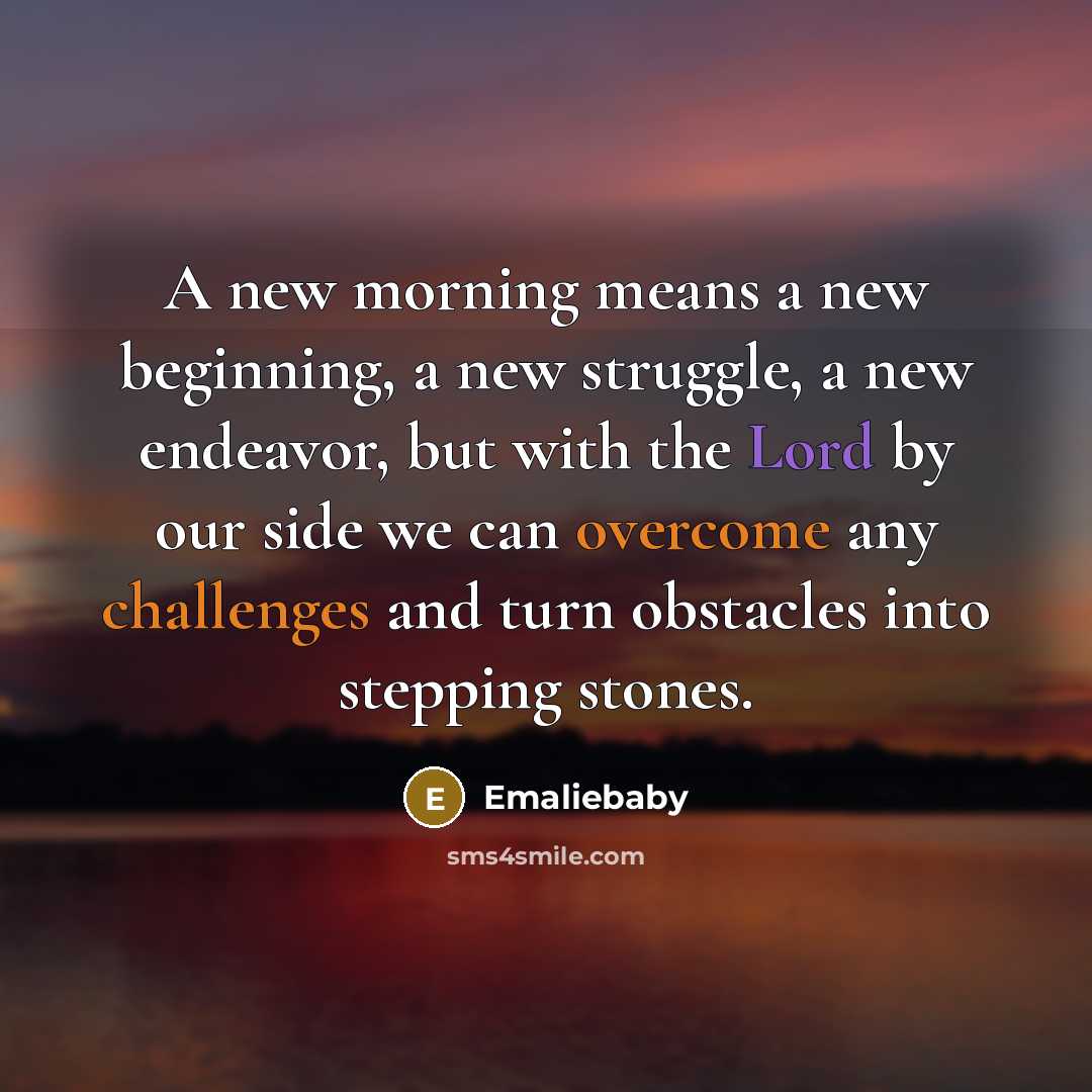 “A new morning means a new beginning, a new struggle,…” quote by Emaliebaby