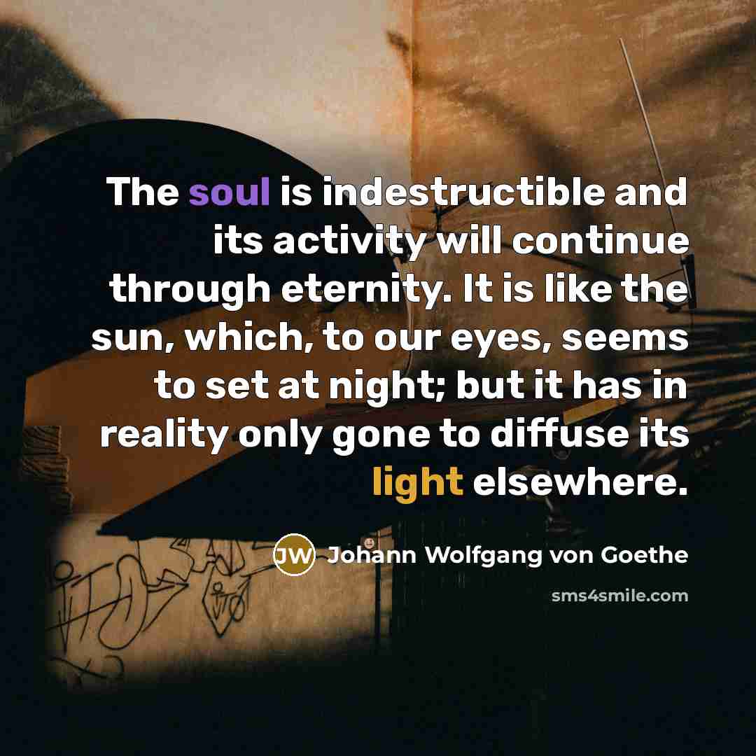 “The soul is indestructible and its activity will continue through…” quote by Johann Wolfgang von Goethe