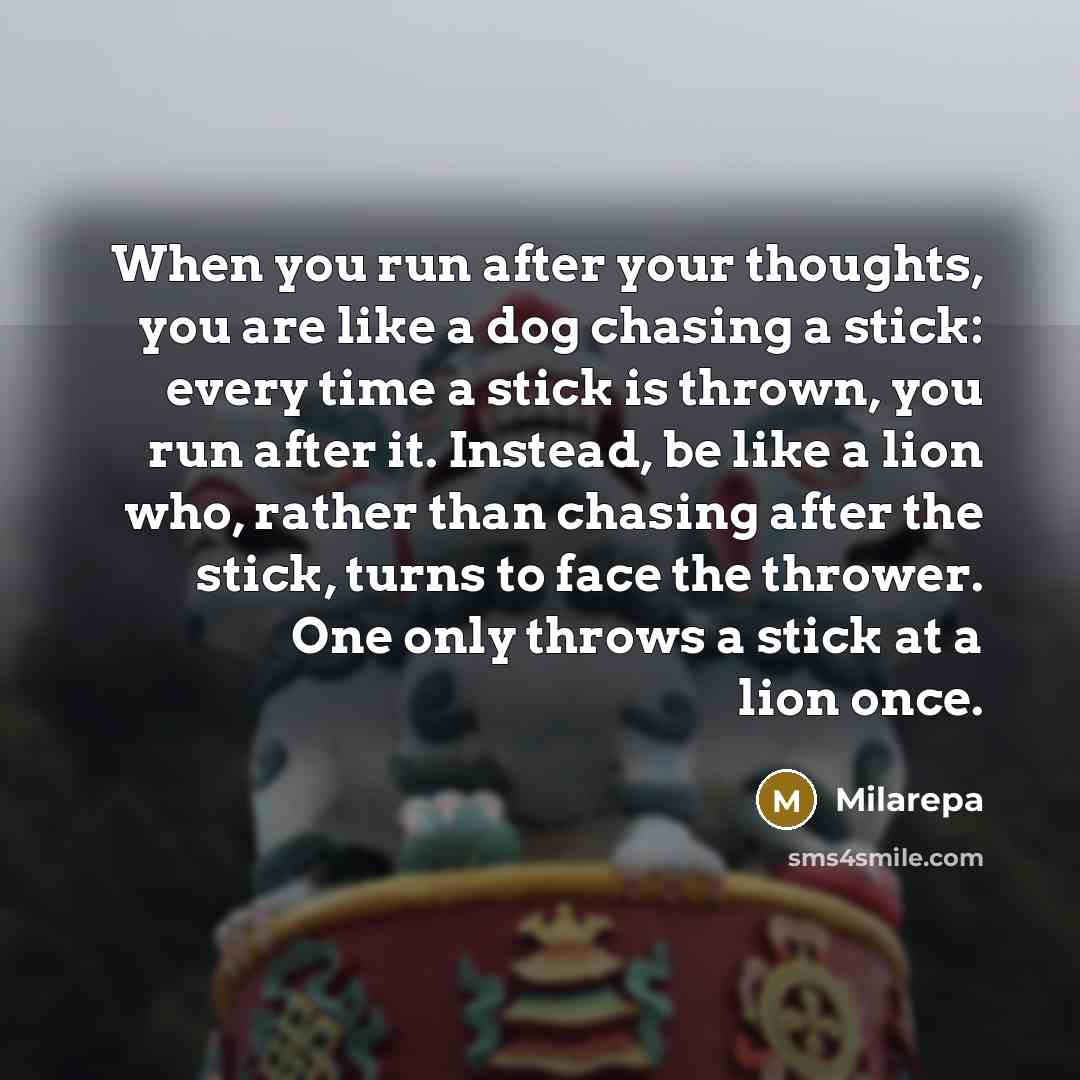 “When you run after your thoughts, you are like a…” quote by Milarepa