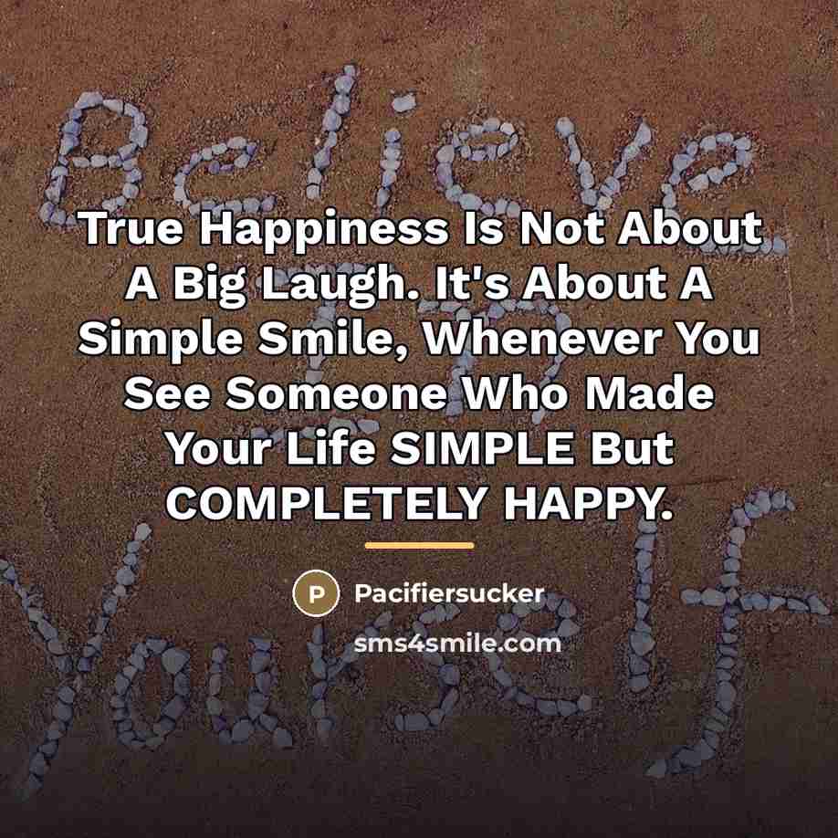 “True Happiness Is Not About A Big Laugh. It's About…” quote by Pacifiersucker