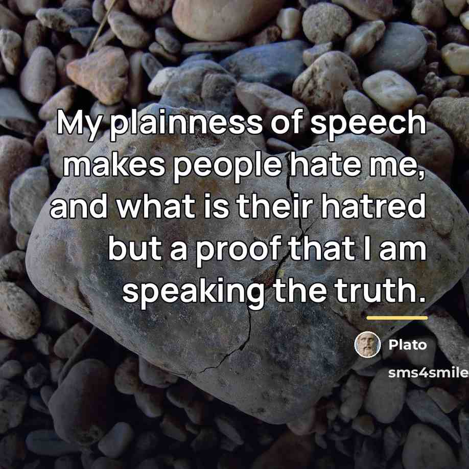 “My plainness of speech makes people hate me, and what…” quote by Plato