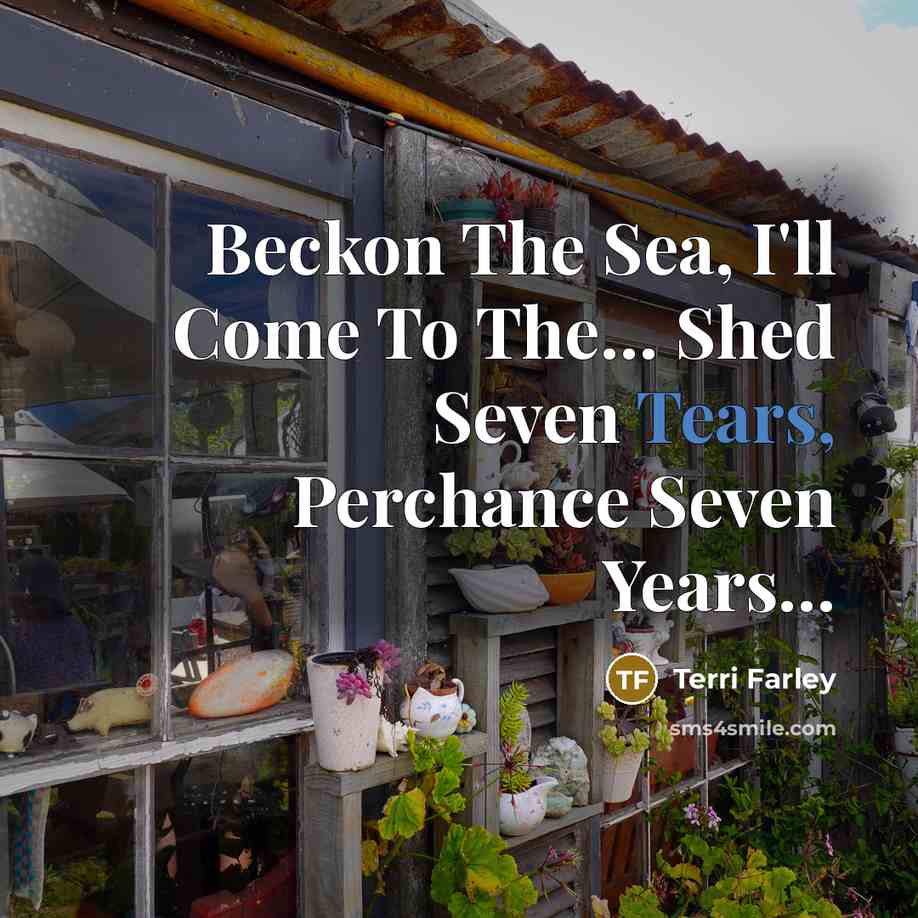 “Beckon The Sea, I'll Come To The.... Shed Seven Tears,…” quote by Terri Farley