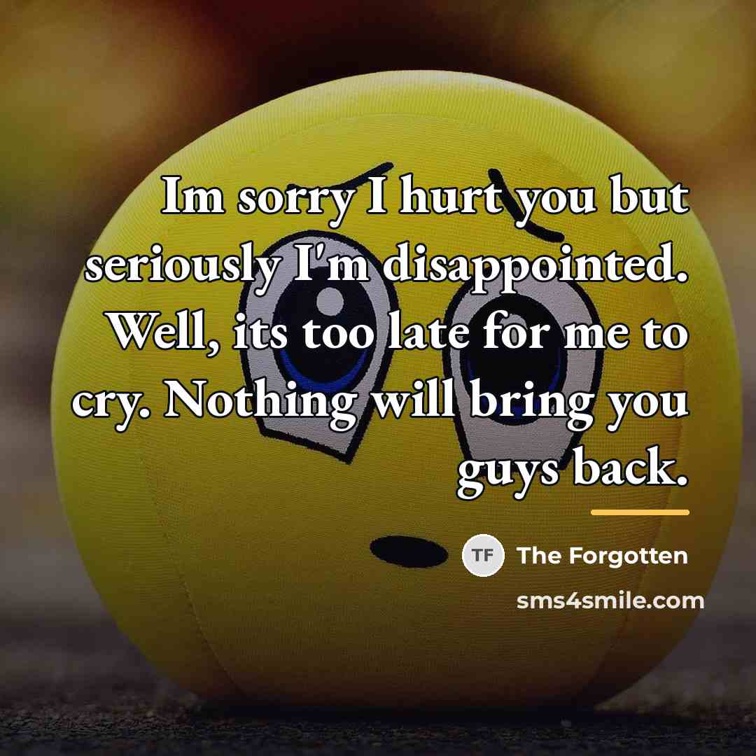 “Im sorry I hurt you but seriously I'm disappointed. Well,…” quote by The Forgotten