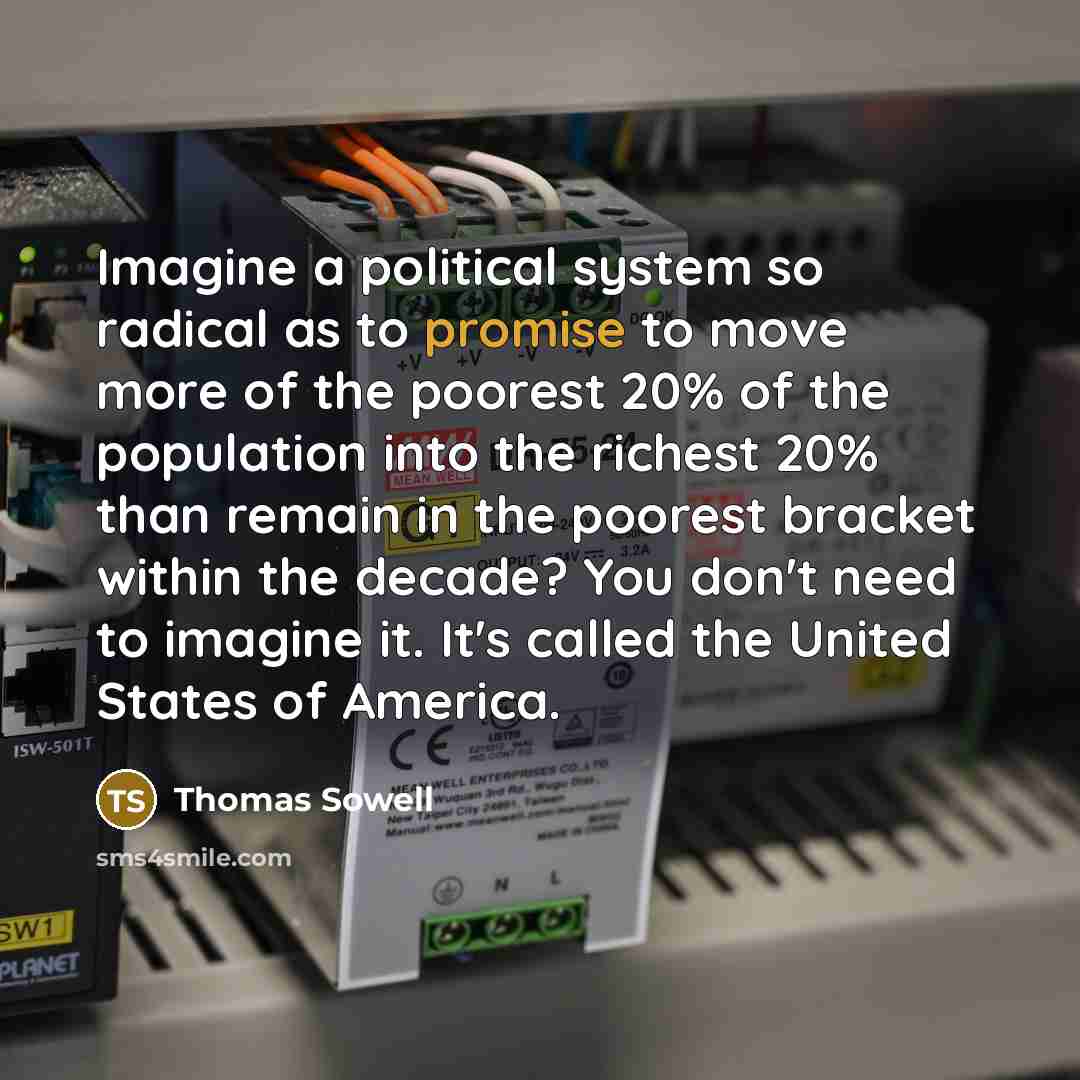 “Imagine a political system so radical as to promise to…” quote by Thomas Sowell