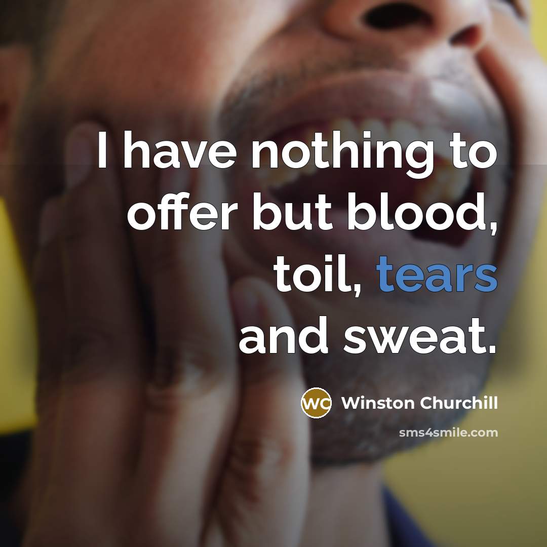 “I have nothing to offer but blood, toil, tears and…” quote by Winston Churchill