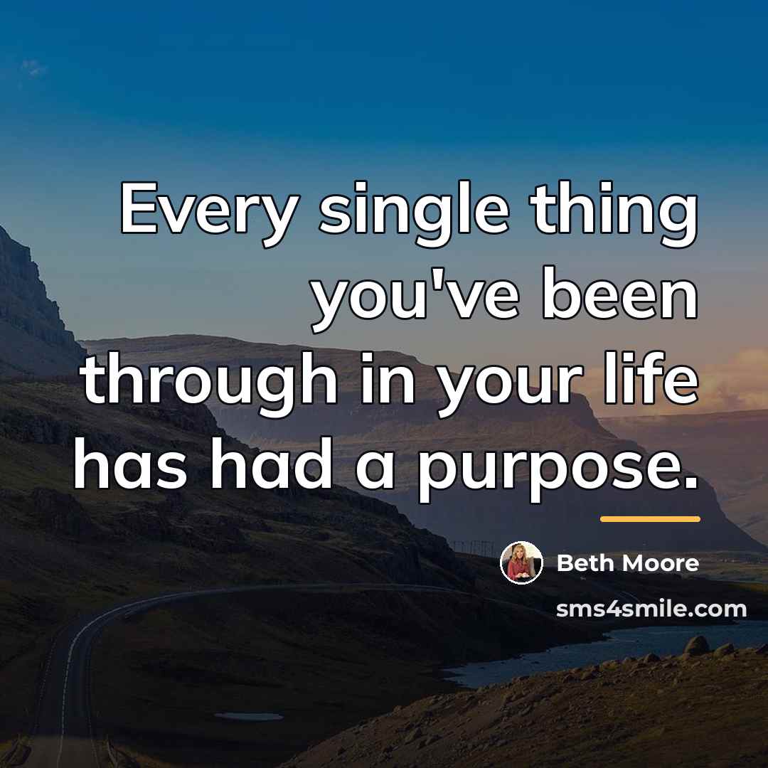 “Every single thing you've been through in your life has…” quote by Beth Moore