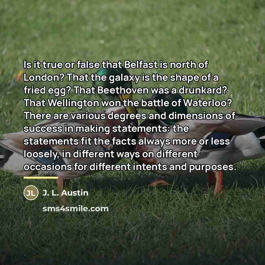 “Is it true or false that Belfast is north of…” quote by J. L. Austin