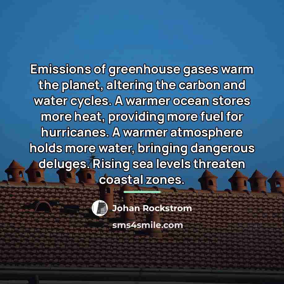 “Emissions of greenhouse gases warm the planet, altering the carbon…” quote by Johan Rockstrom