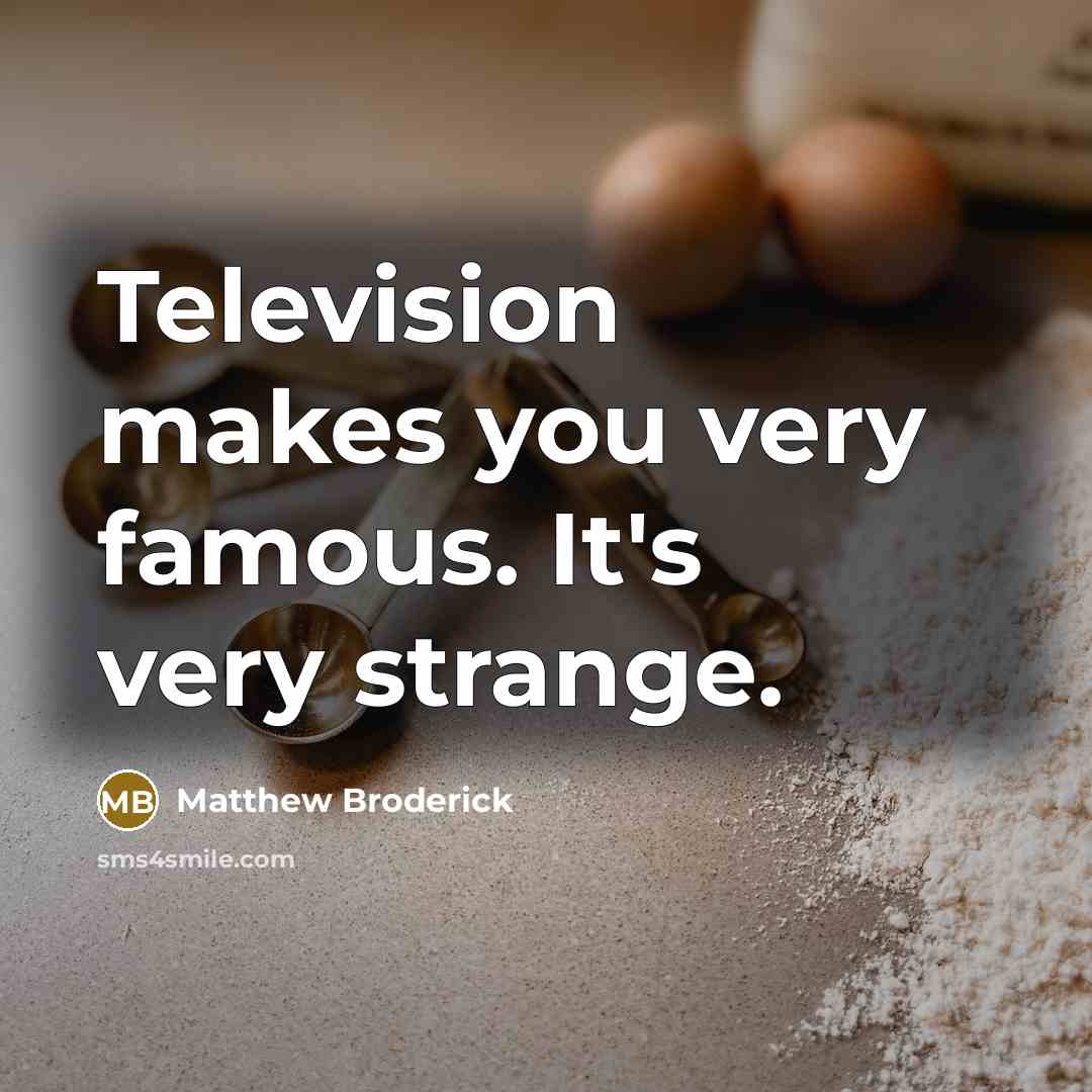 “Television makes you very famous. It's very strange.…” quote by Matthew Broderick