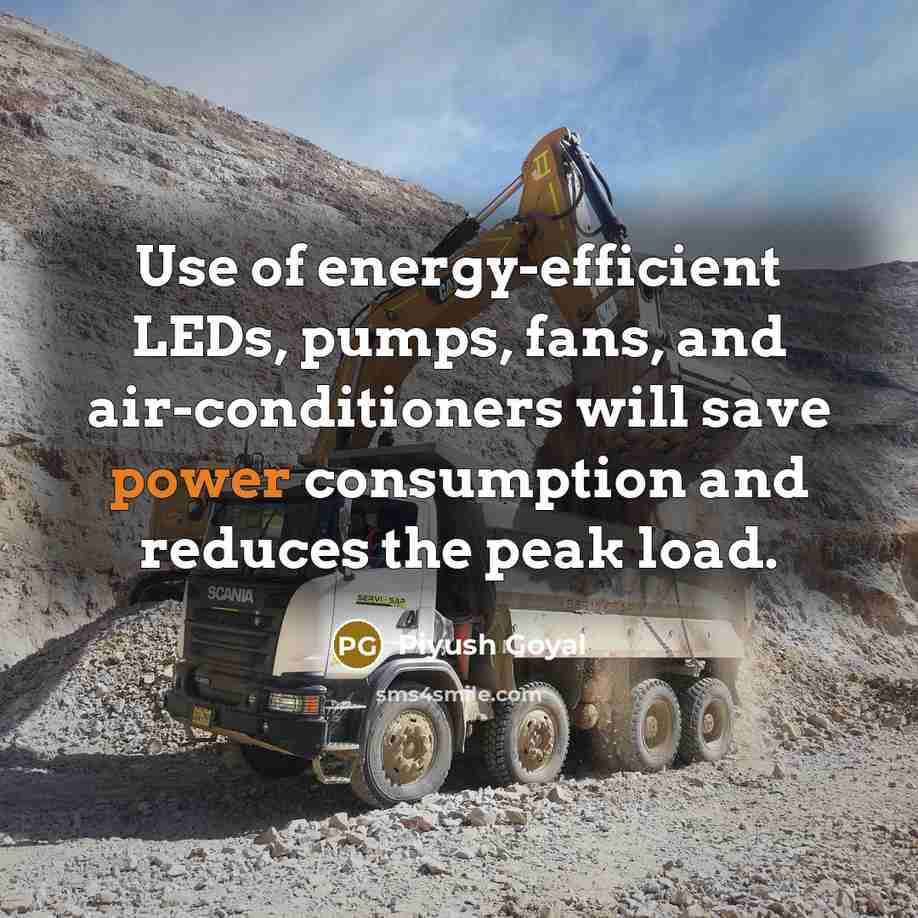 “Use of energy-efficient LEDs, pumps, fans, and air-conditioners will save…” quote by Piyush Goyal