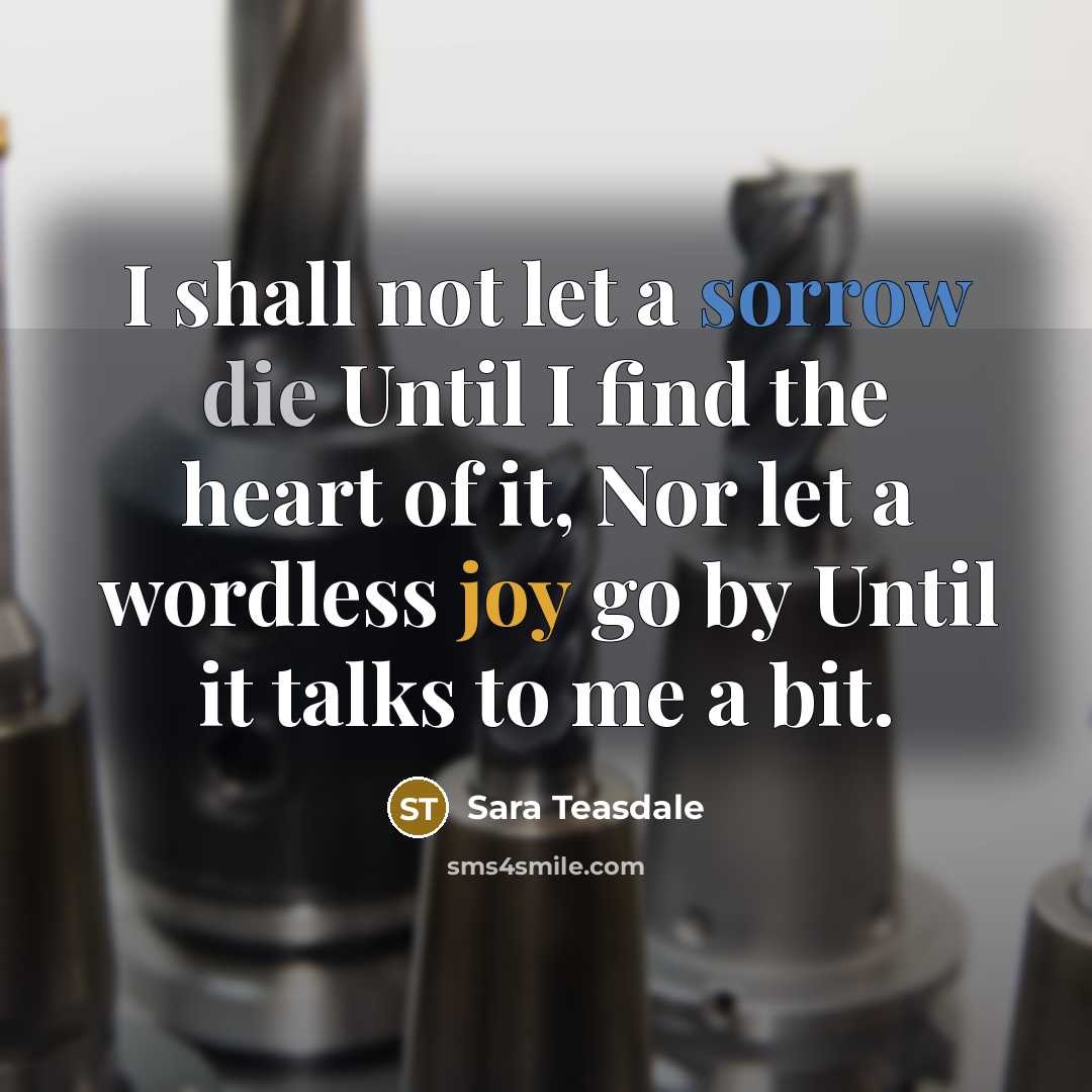 “I shall not let a sorrow die Until I find…” quote by Sara Teasdale