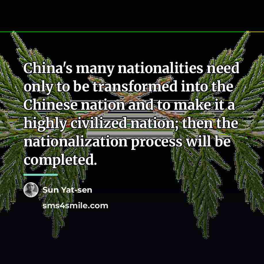 “China's many nationalities need only to be transformed into the…” quote by Sun Yat-sen