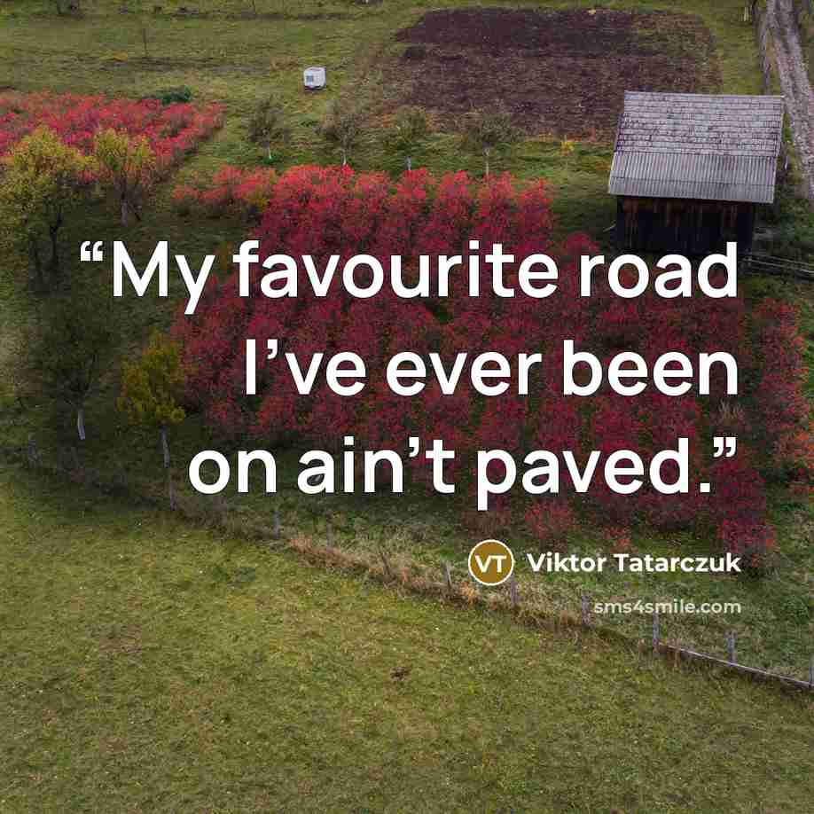 “My favourite road I've ever been on ain't paved.” quote by Viktor Tatarczuk
