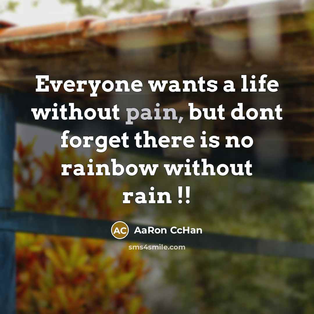 “Everyone wants a life without pain, but dont forget there…” quote by AaRon CcHan