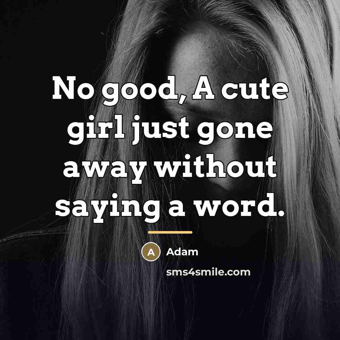 “No good, A cute girl just gone away without saying…” quote by Adam
