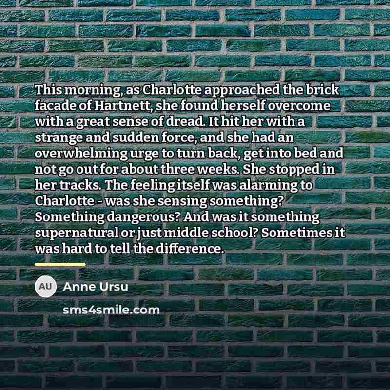 “This morning, as Charlotte approached the brick facade of Hartnett,…” quote by Anne Ursu
