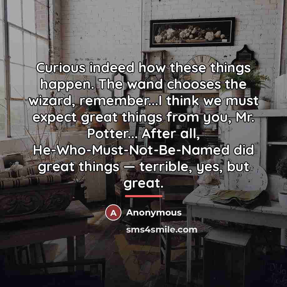 “Curious indeed how these things happen. The wand chooses the…” quote by Anonymous
