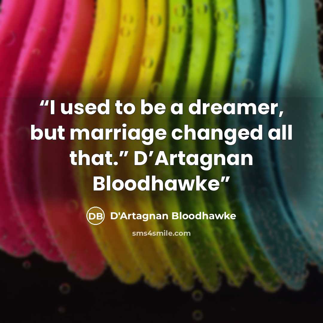 “I used to be a dreamer, but marriage changed all that.” D’Artagnan Bloodhawke” quote by D'Artagnan Bloodhawke