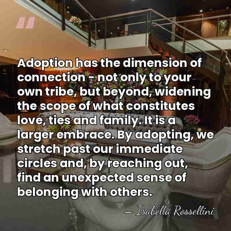 Adoption has the dimension of connection - not only to your own&hellip; - Isabella Rossellini